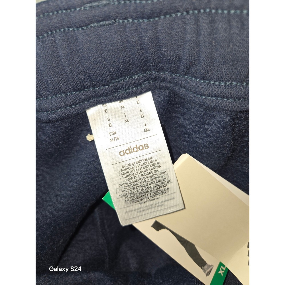 Adidas Mens M FL Taper Pant Navy Blue Fleece Joggers Ankle Zip JP0373 XL New - Picture 9 of 11